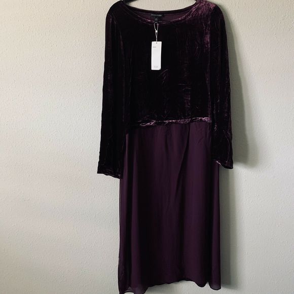 Eileen Fisher Velvet Silk Ballet Neck Duster Dress - Picture 3 of 8